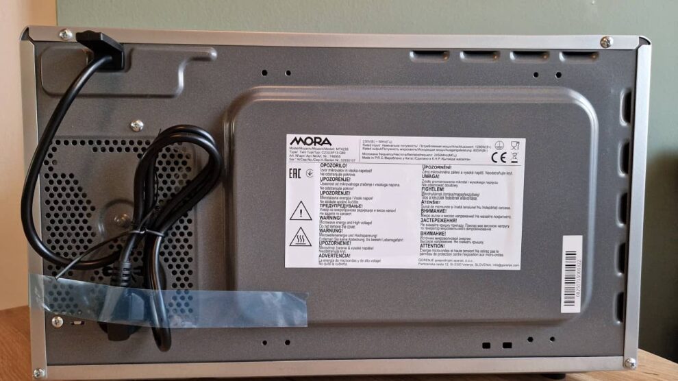 Mikrovlnka MORA MT 423 S - pohled zezadu